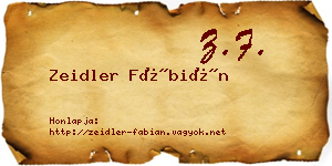 Zeidler Fábián névjegykártya